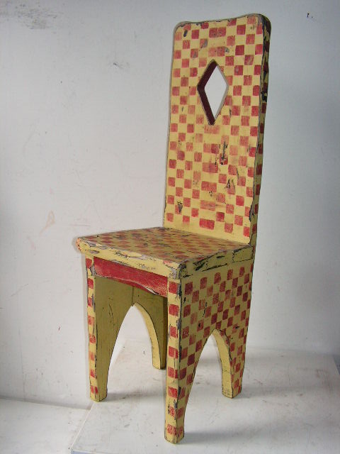 CHAIR, High Back - Harlequin Yellow & Red Pattern